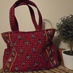 EUC Vera Bradley Red Paddy Quilted Tote Bag Retired Bag ( Unique )